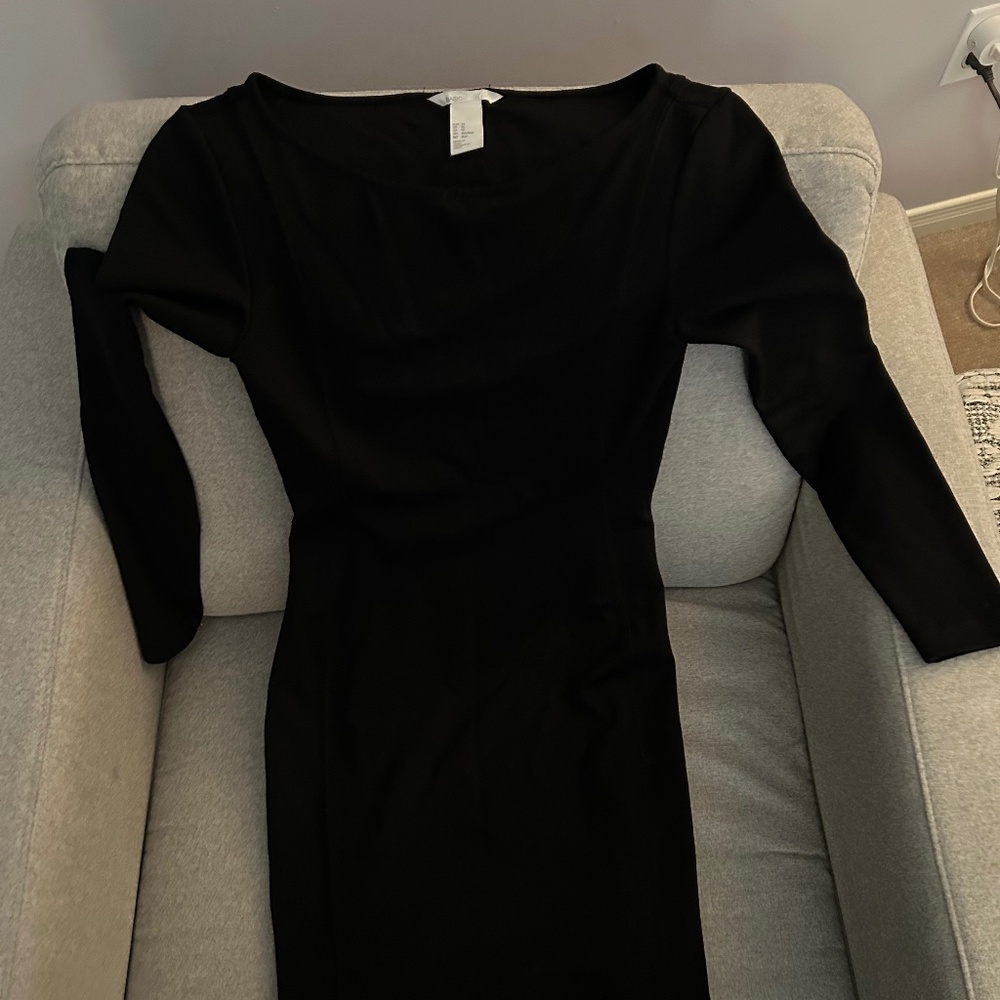 H&M Black Long Sleeve Bodycon Dress - Size Small